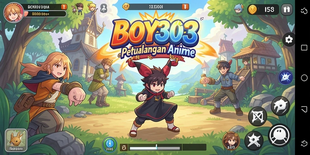 Tangkapan layar BOY303 menampilkan pertarungan seru karakter anime yang ikonik.