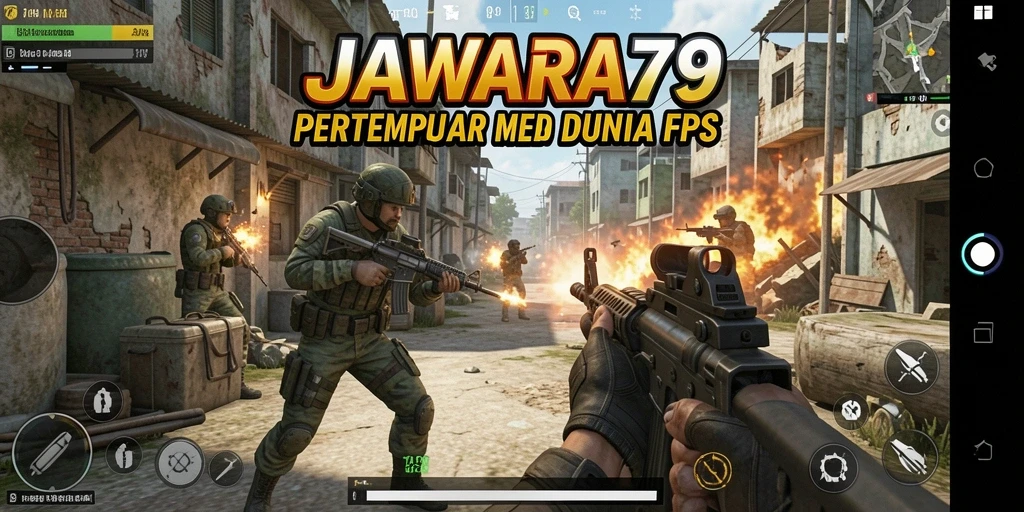Tangkapan layar JAWARA79 menampilkan aksi pertempuran FPS yang mendebarkan.