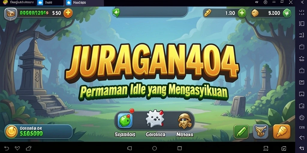 Tampilan gameplay seru dan interaktif JURAGAN404 yang penuh warna.