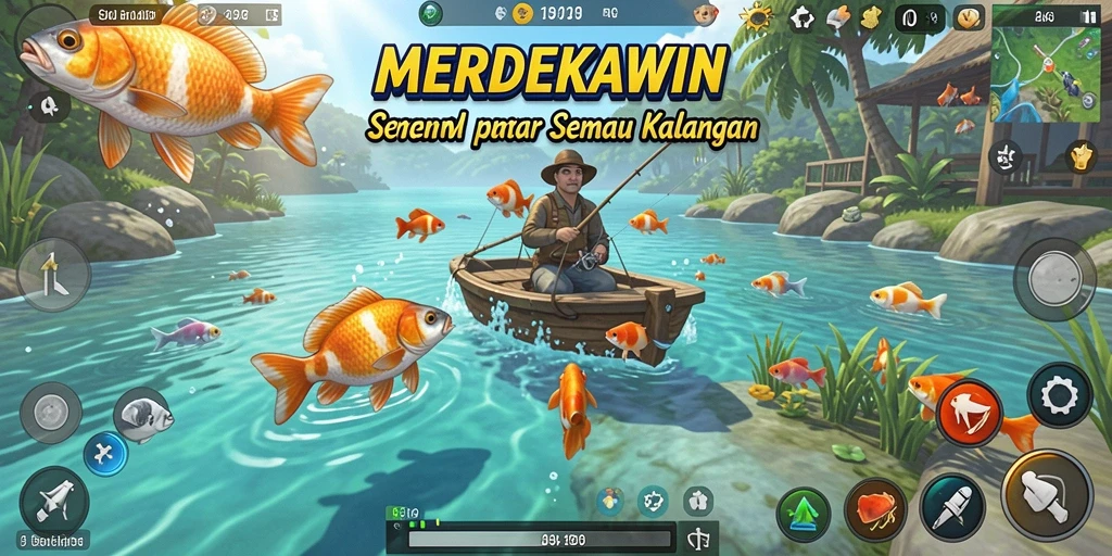 Tangkapan ikan yang menakjubkan dalam gameplay MERDEKAWIN.
