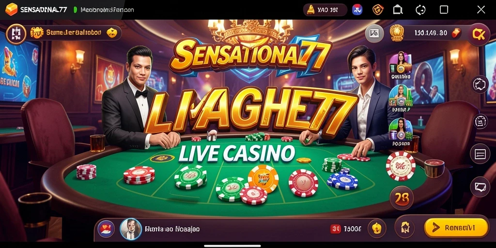 Screenshot tampilan gameplay Live Casino yang menegangkan di SENSATIONAL77.