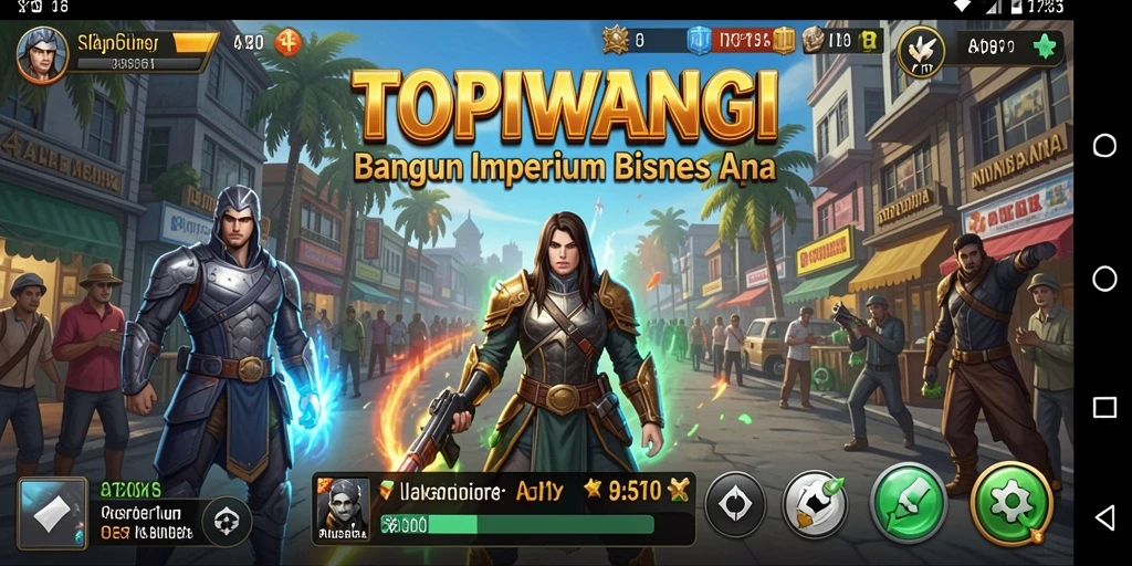Gameplay seru dari TOPIWANGI yang menampilkan manajemen bisnis strategis.